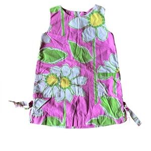 Lilly Pulitzer 4T Girls Kids Shift Dress Pink Green Floral Zip Closure
